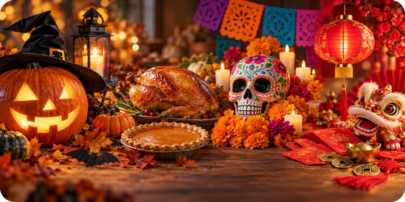 Halloween, Thanksgiving, Día de los Muertos a čínský Nový rok – čtyři světové svátky a jejich tradice